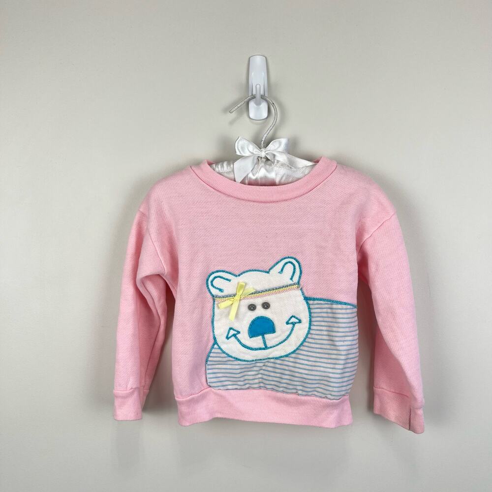 Vintage Sears Pink Workout Bear Sweatshirt 2T USA